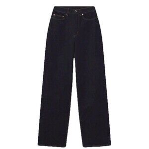 KHY Kylie Jenner Classic High Rise Jeans Size 34 Wide Leg Dark Wash Inseam 27”